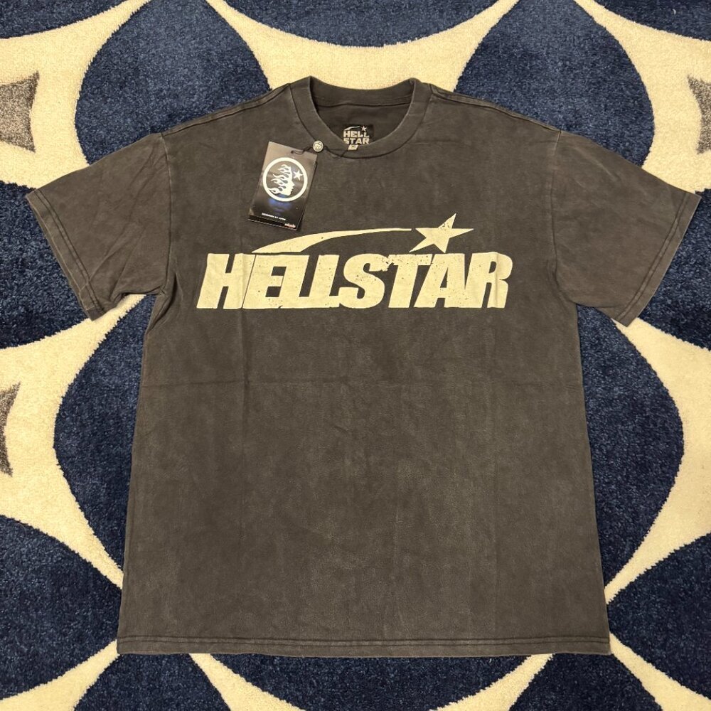 Hellstar Spellout Logo Gray T-Shirt Men’s Size Large
